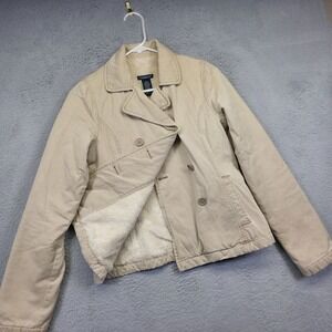 Y2K‎ Abercrombie Fitch Jacket Womens S Faux Fur Lined Canvas Distressed Utility